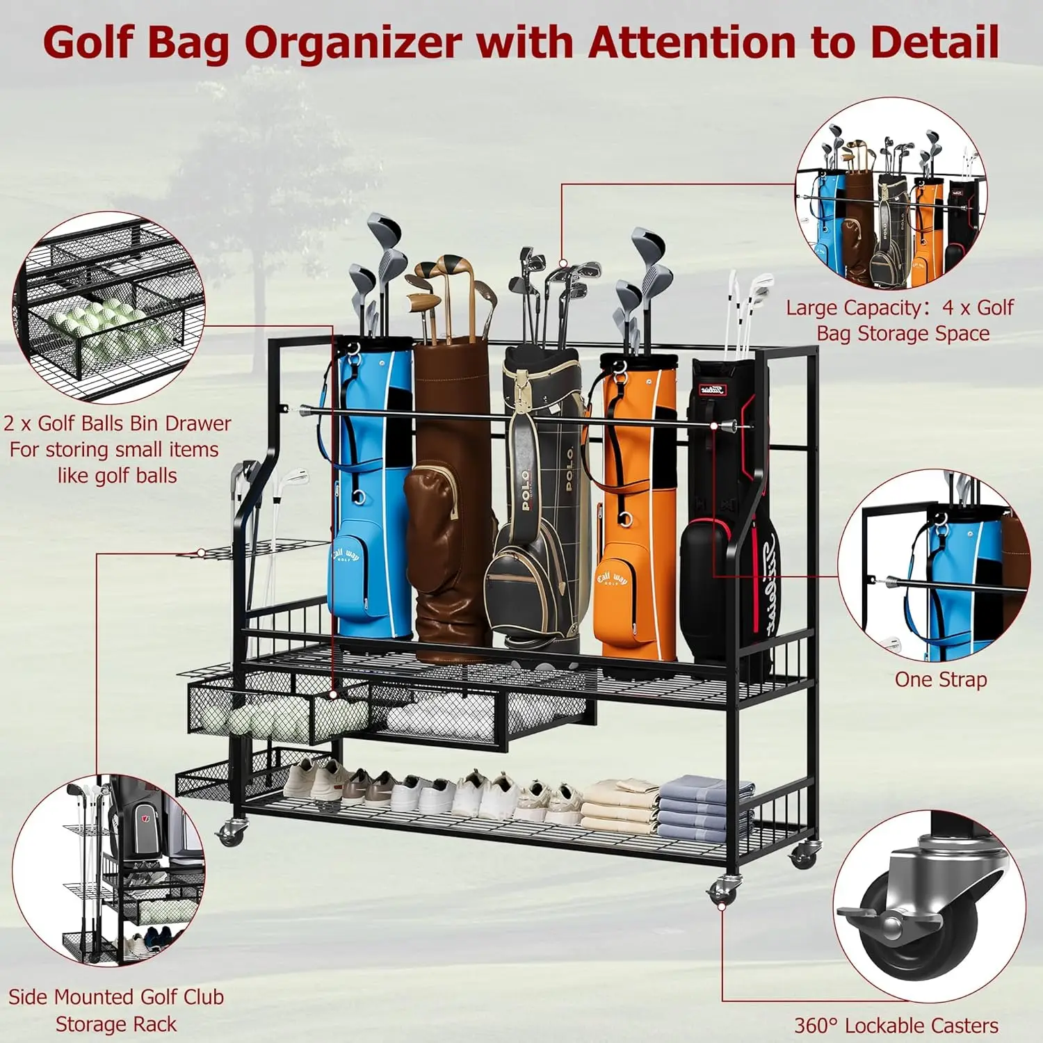 Estante de Almacenamiento Mult - Golf Equipment Garage Organizer reseña y precio
