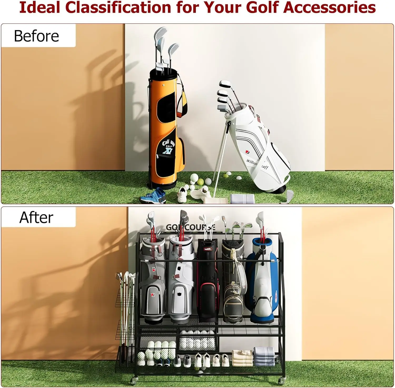 Estante de Almacenamiento Mult - Golf Equipment Garage Organizer reseña y precio